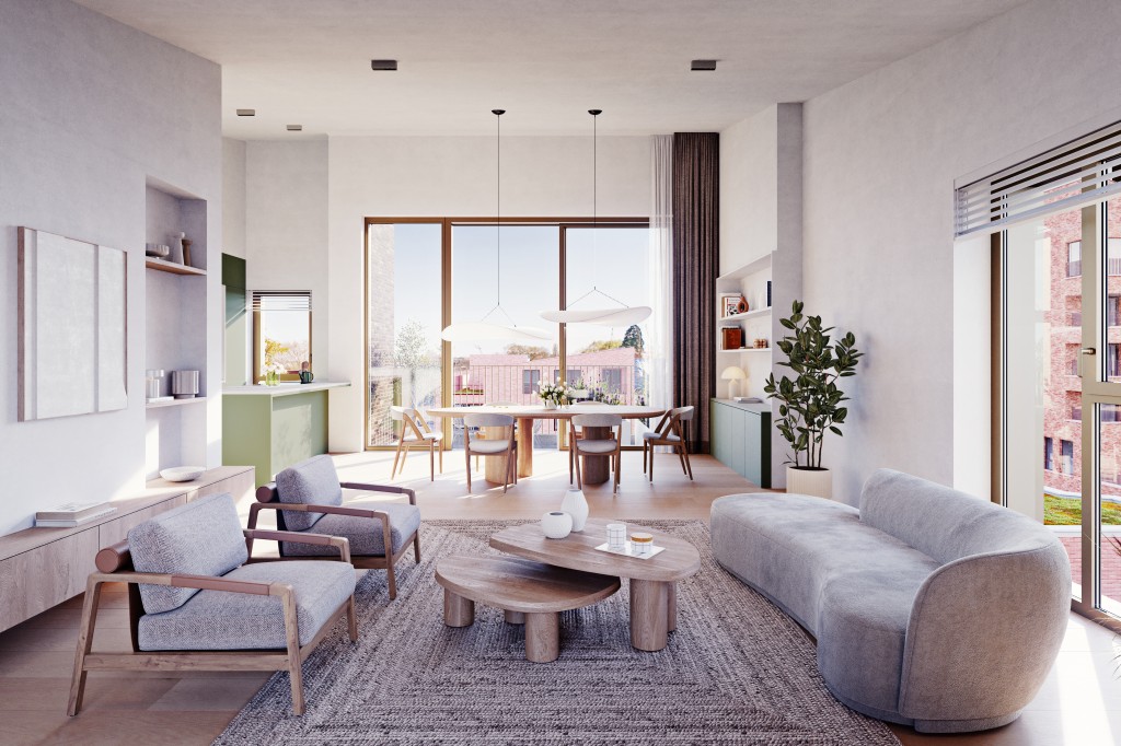 Woonkamer modern appartement Sint-Truiden.